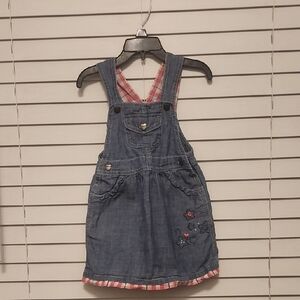 Carhartt Blue Denim Kids Overall Skirt with Pink Accents Size 24 months